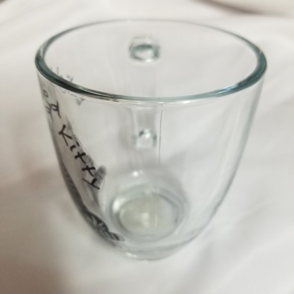 "🐾Enlightened Kitty Kliban Styled Clear Glass Mug 8oz | Whimsical Cat Mug🐾" - Picture 4 of 6